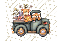 Vintage Christmas Truck Clipart PNG, Retro Holiday Vehicle Product Image 3