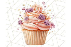 Cupcake Clipart with Florals and Pastel Frosting Png, Spring Product Image 3
