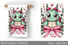 Cute Turtle Kitchen Towel. Valentines Kitchen Towel Design Product Image 1