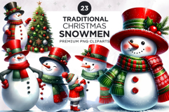 Christmas Snowman PNG Clipart Bundle Product Image 1