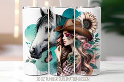 Girl and Horse Tumbler Sublimation Design | 20oz Tumbler Product Image 1