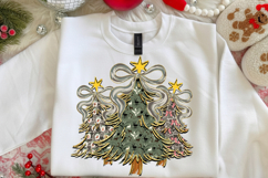 Coquette Camo Christmas Tree Glitter PNG, Preppy Christmas Product Image 3