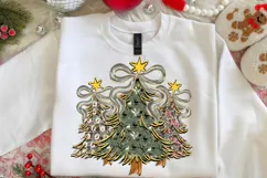 Coquette Camo Christmas Tree Glitter PNG, Preppy Christmas Product Image 3