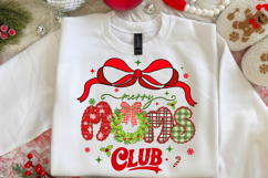 Merry Moms Club Svg Png, Jolly Mama png, Retro Christmas png Product Image 3
