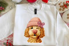 Dog Beanie Valentines Day Goldendoodle PNG, Dog Heart Faux Product Image 2