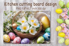 White flowers and easter eggs design for cutting board Product Image 1