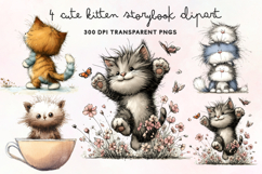 Cute Kitten Storybook Clipart PNG Product Image 1
