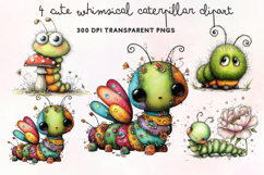Cute Whimsical Caterpillar Clipart PNG Product Image 1
