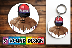 Whimsical Round Keychain Sublimation, Afro Mam Product Image 1