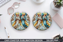 Angels Car Coaster Sublimation| Christmas Coaster PNG Product Image 1