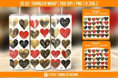 3D Cute Heart Tumbler Wrap Designs, Sublimation Wrap Product Image 1