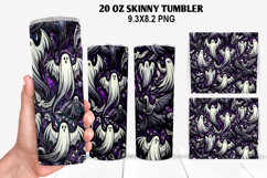 Ghost Skinny Tumbler 20oz Wrap Design ,Halloween Tumbler PNG Product Image 1