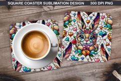 Bunny Coaster Sublimation, Christmas Coaster PNG Design Product Image 1