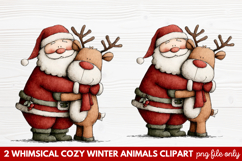 Whimsical Cozy Winter Animals Clipart | Cute Winter Wildlife Product Image 1