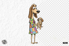 Whimsical Dog Mom With Puppy Clipart Product Image 1