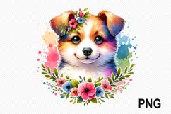 Dog Flowers Sublimation - Dog Flowers Clipart PNG Design Product Image 1