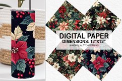Christmas Floral Seamless Digital Paper-Christmas Background Product Image 1