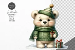 Christmas clipart, Polar bear clipart, Winter clipart Product Image 1