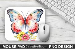 Rainbow Butterfly and Flowers Sublimation Mouse Pad Design Product Image 1