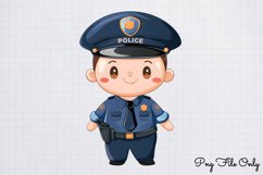 Watercolor Cute Police Clipart PNG Product Image 1