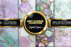 Mint Lavender Champagne Digital Papers - 04 variations Product Image 1