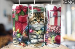 Christmas Cat Tumbler Wrap - Christmas Tumbler PNG Design Product Image 1