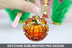 Pumpkin Keychain Sublimation, Round Keychain PNG Design Product Image 1