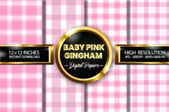 Baby Pink Gingham Digital Papers - 04 Variations Product Image 1
