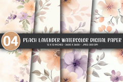 Peach Lavender Watercolor Digital Paper Product Image 1