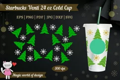 Christmas trees with snowflakes Full Wrap Venti Cold Cup 24 Product Image 1