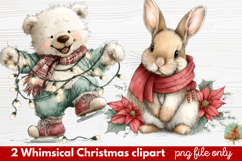 2 Whimsical Christmas Clipart | Cute Holiday PNG Set Product Image 1