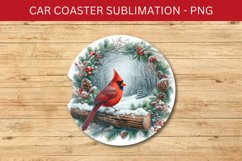 rounded car coaster - cardinal bird Product Image 1