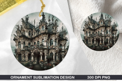Castle House Stained Glass Ornament PNG,Digital Download Fil Product Image 1