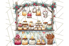 Cozy Christmas Market Stall Clipart PNG, Holiday Art Png Product Image 3