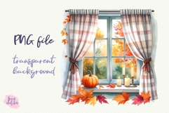 4 Fall Window Scene PNG Sublimation Baking Clipart Product Image 3