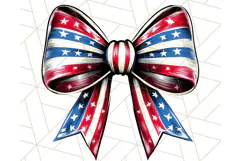 Coquette 4th of July Png, Patriotic Hearts and Bows Clipart Product Image 3