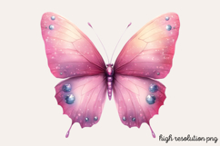 Gilter Pink Butterfly Clipart PNG Product Image 1