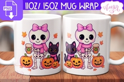 Fall Season mug wrap PNG, Cute Halloween mug PNG Product Image 1
