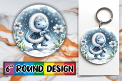 Cheerful Circle Coasters Design PNG, Cute Dino Product Image 1