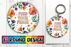 Radiant Circle Coaster Sublimation, Flower Quote Product Image 1
