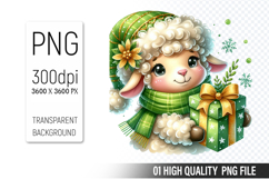 Watercolor Christmas Animals Clipart PNG Bundle, 25 Designs Product Image 11