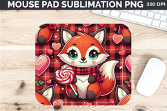Watercolor Foxes Mouse Pad Sublimation - Valentines PNG Product Image 1