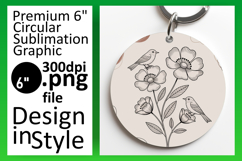 Playful Circle Design Keychain Artwork , Birds Product Image 1