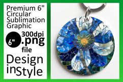 Sparkly Floral Round Design PNG Keychain Product Image 1