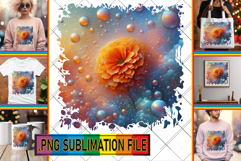 Vibrant TOTE BAG Art Ideas PNG, 3D Flower Product Image 1