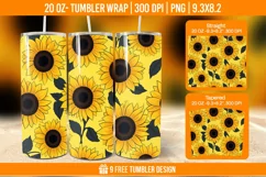 Sunflower Tumbler Wrap Designs, Sublimation Wrap Product Image 1