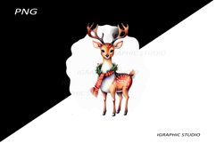 Winter Png, Christmas Reindeer Clipart, Folk Christmas Png Product Image 1