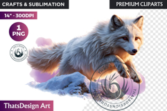 Arctic fox Watercolor Winter Animal Clipart Wildlife PNG Product Image 1