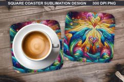 Dolphin Coaster Sublimation, Valentine Coaster PNG Design Product Image 1