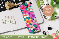 Tropical Flowers Bookmark Printable, Floral Bookmark PNG Product Image 1